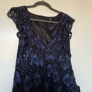 Lulus Molinetto Navy Blue Lace Ruffled Tiered Sleeveless Maxi Dress